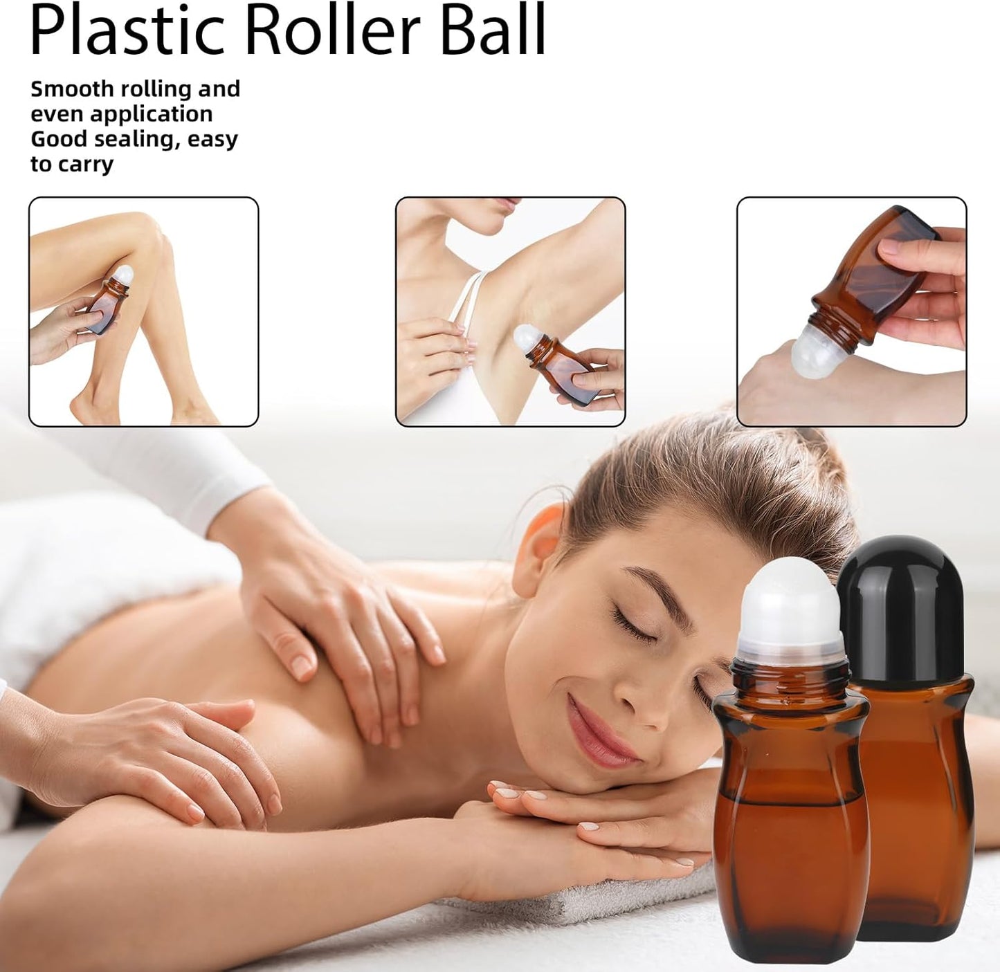 Essential Oil Roll-On Bottles - 4-Piece Amber Glass Set | Reusable Deodorant Containers for Perfumes & Aromatherapy
