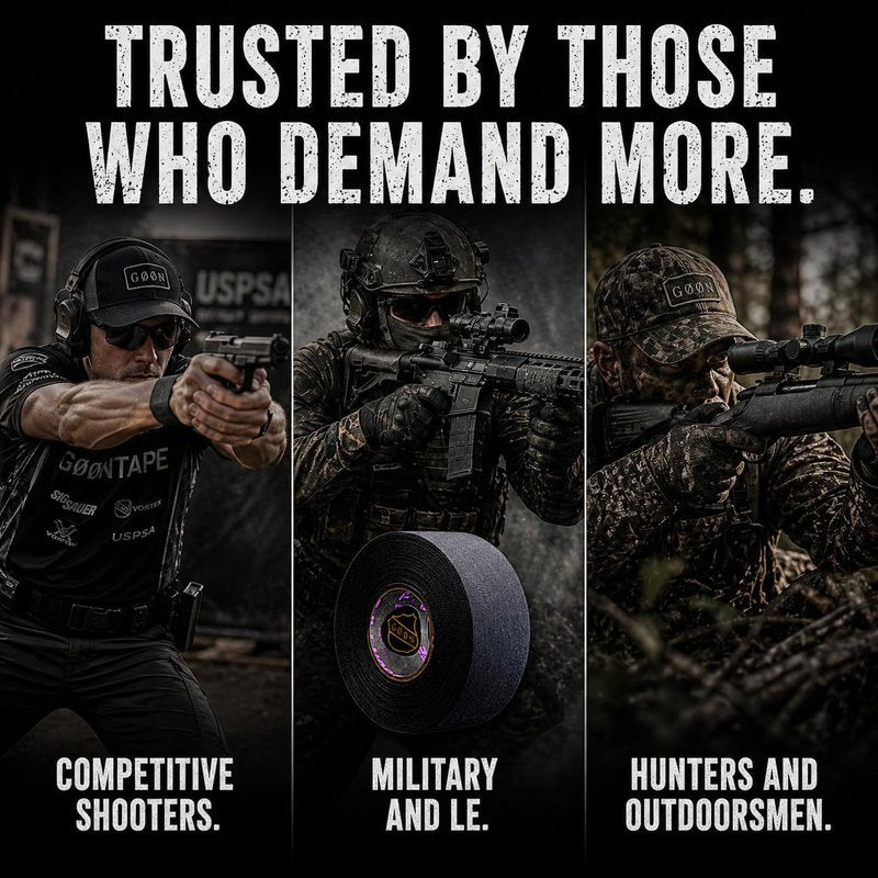 Goon Tape Raid Tape 1.5 in x 60 FT – Premium Moisture-Wicking Tactical Gun Grip Tape for Firearms, AR, Pistol, Handguard, Magazines – Cotton & Synthetic Blend (Black)