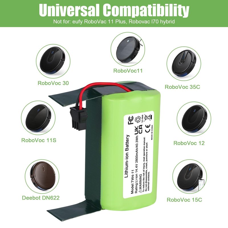 Leisuda 14.4V 11S Li-ion Battery Replacement for Eufy RoboVac 11, 11S, 30, 30C, 15C, 15T, 12, 35C, 15C MAX, G10 Hybrid, for Ecovacs Deebot N79S, 500, N79, DN622, Robot Vacuum Cleaner Battery