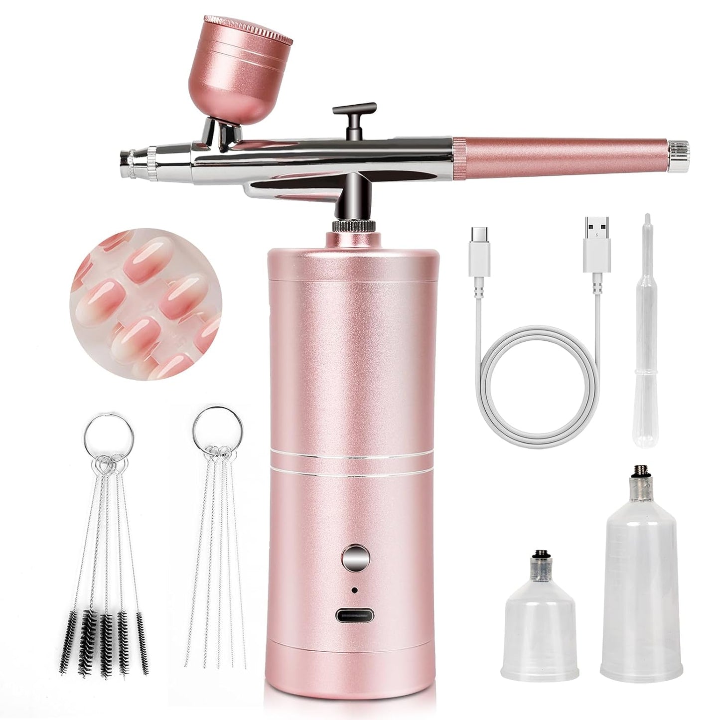 SAVILAND Airbrush Kit - 25 PSI Precision Dual-Mode Airbrush Gun with 0.3mm Nozzle for Nail Art | Portable Makeup Tool