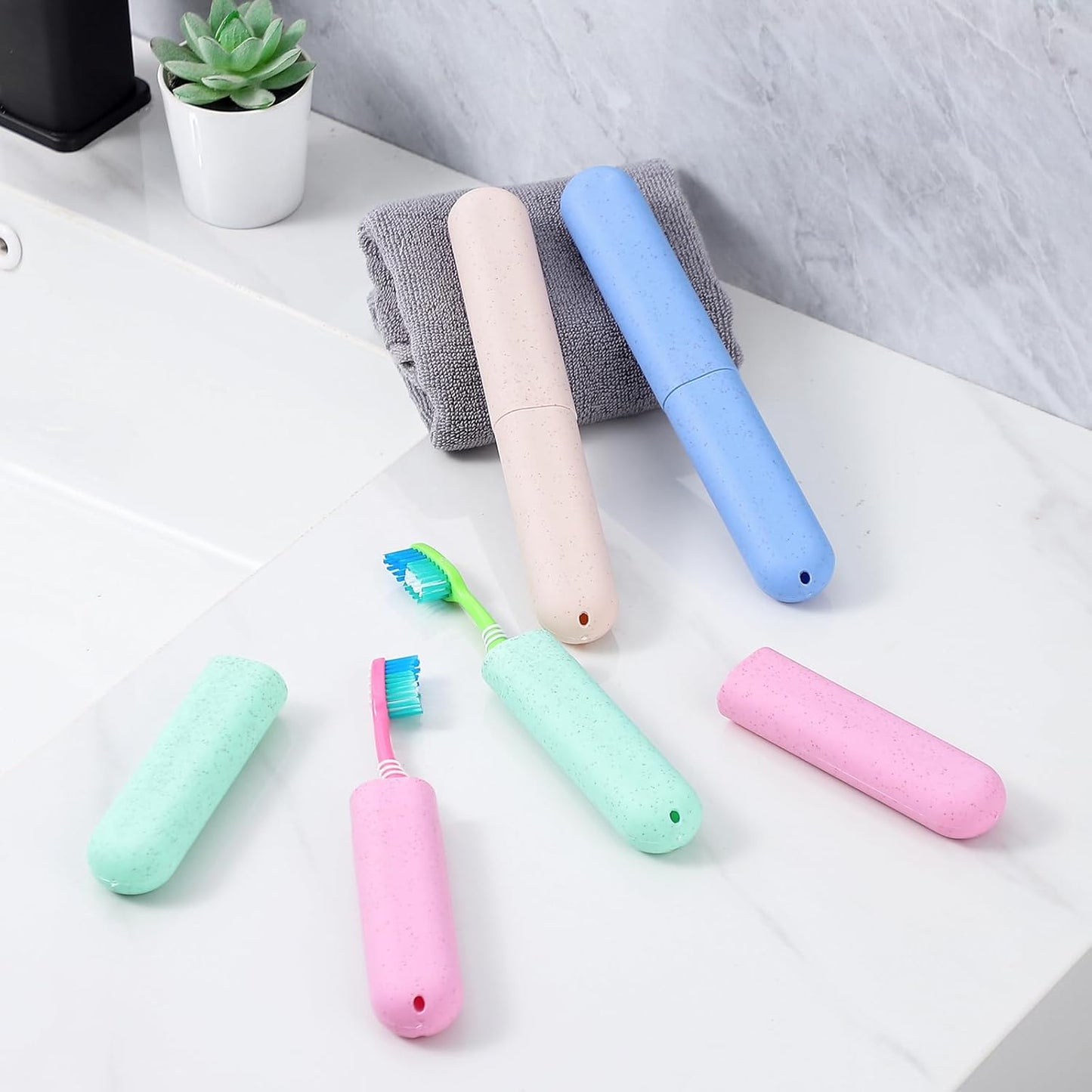 Toothbrush Travel Case - 4 Pack Holder with Ventilation Holes for Home, School & Camping