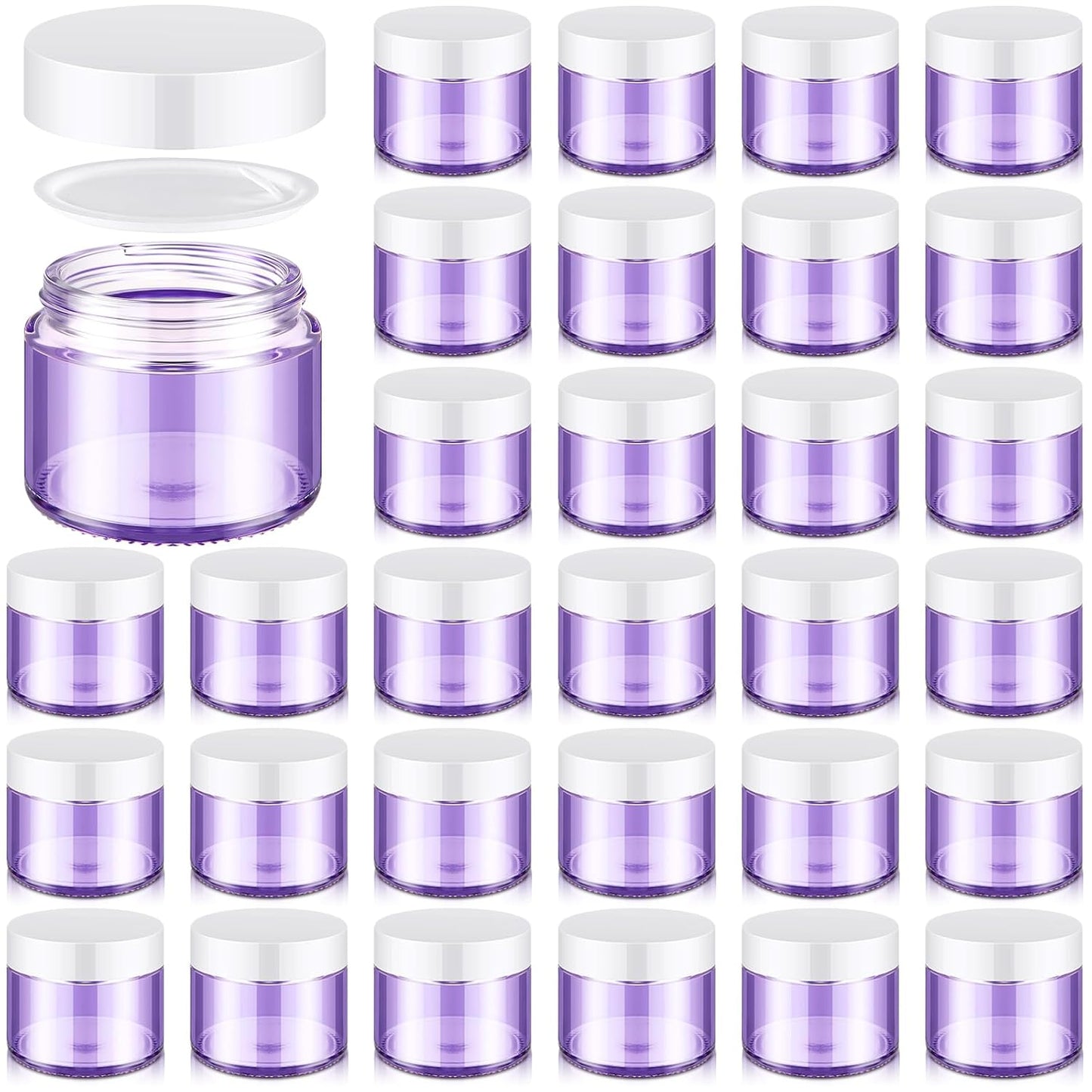 32 Pcs 2 oz Glass Jars - Leakproof Travel Size Cosmetic Containers for Makeup, Creams & DIY (Pea Green)