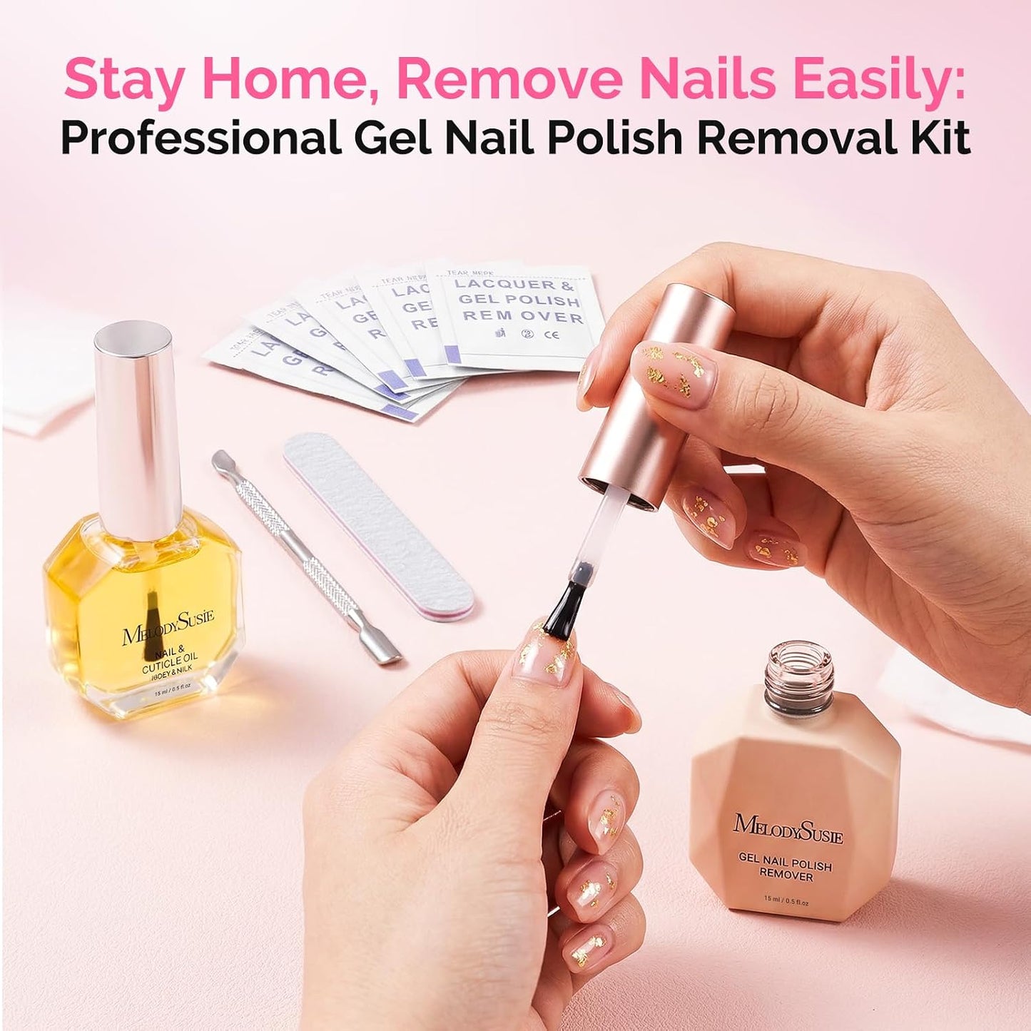Gel Nail Polish Remover Kit - Quick 5-Minute Removal, No Soaking Needed | 15ml