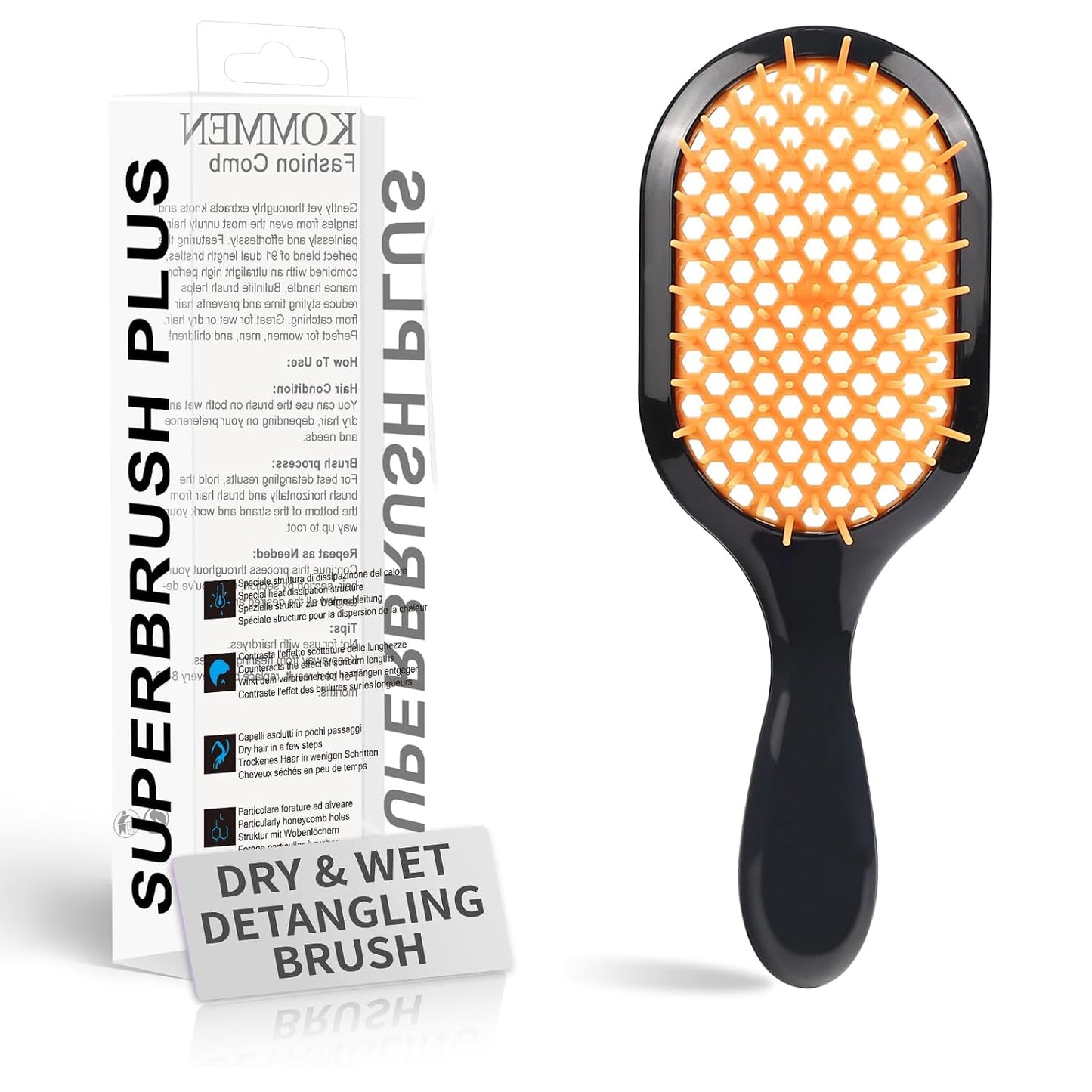 Detangling Brush - Gentle & Effective Hair Detangler for Wet or Dry Hair | Ultra-Light, Ventilated Design (Black)