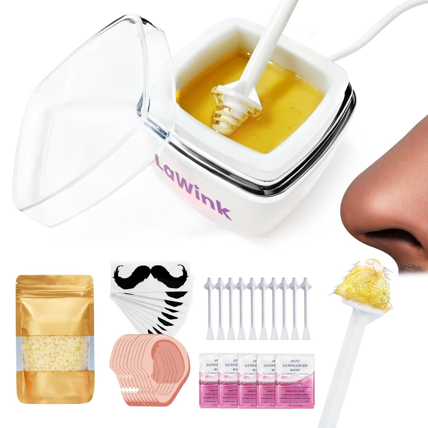 Nose Wax Kit for Men - Portable Hair Removal with 100g Wax & Mini Warmer | Painless & Travel-Friendly
