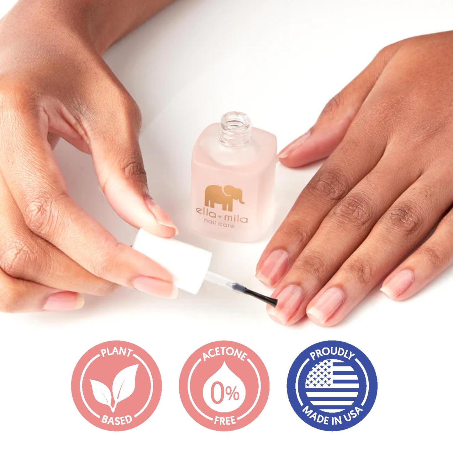 Nail Strengthener & Growth Treatment - Ella+mila First Aid Kiss Hardener for Damaged Nails | Vegan, 0.45 fl oz