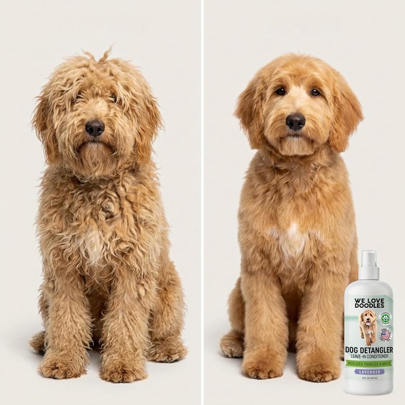 Dog Detangler Spray - Leave-In Conditioner for Dogs | Dematting & Tangle Remover - Lavender Scented 8oz