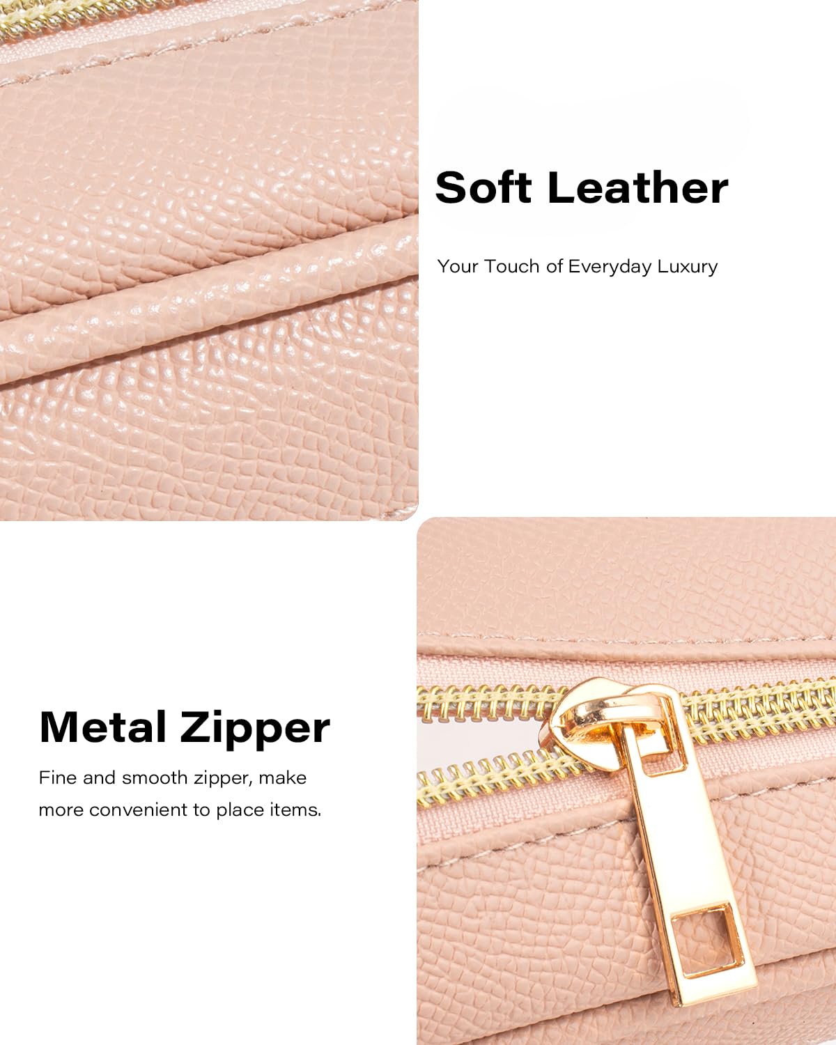 FFpaw Clear Makeup Bag for Women, Waterproof Travel Clear Makeup Pouch Small Toiletry Bag Skincare Pouch Portable Travel Cosmetic Case with Zipper Car Organizer Bag for Essentials (Large Pink)