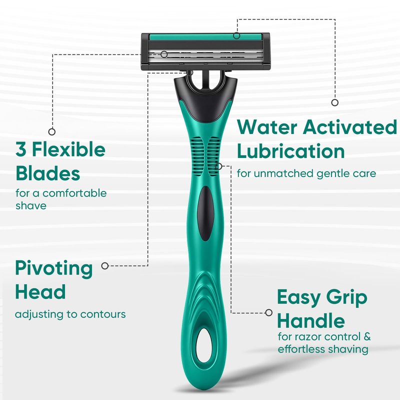 Comfycheer 20 count Disposable Razors Blades for Men，3-Blade Razors，Bulk Stainless Steel Shavers with Lubricating Strip for Shaving Sensitive Skin