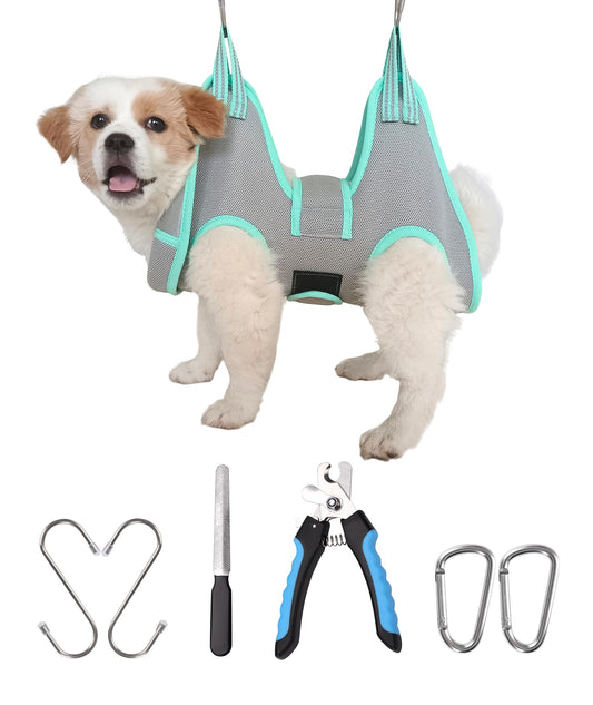 Kkiimatt XS Dog Grooming Hammock Harness, Grey, Nail Trimming, Holder, Restraint, Thick Neck Support