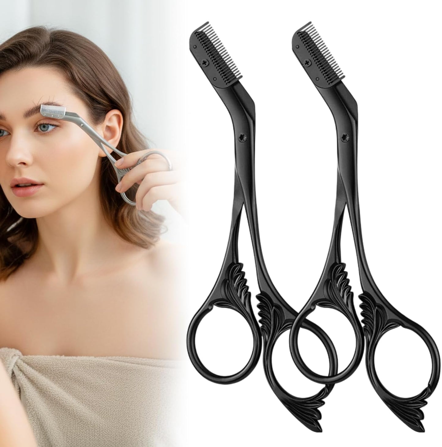 Eyebrow Trimmer Scissors - Stainless Steel Precision Cutter for Hair Removal | Grey