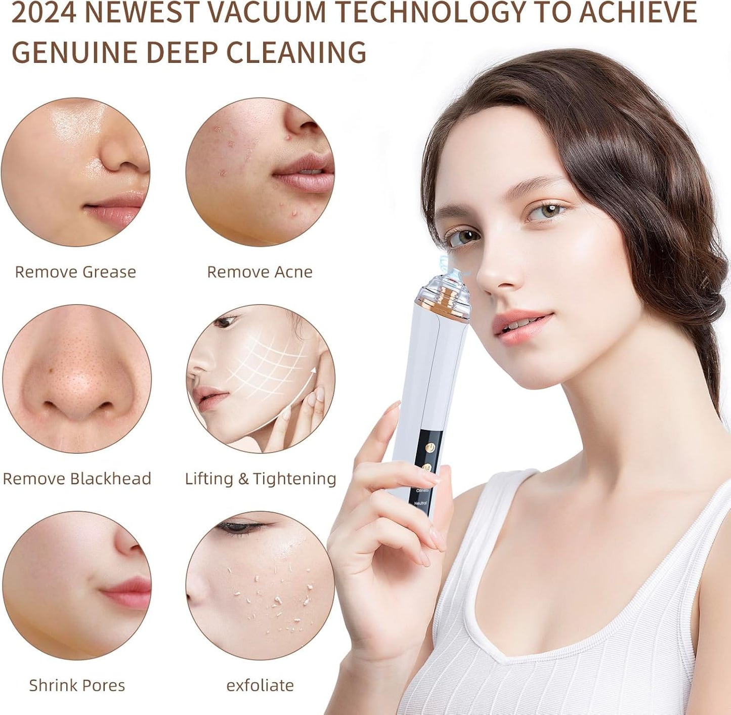 Blackhead Remover Pore Vacuum,Facial Pore Cleaner-6 Suction Power,3 Adjustable Suction Levels,USB Rechargeable Blackhead Vacuum Kit Electric Acne Extractor Tool for Women & Men