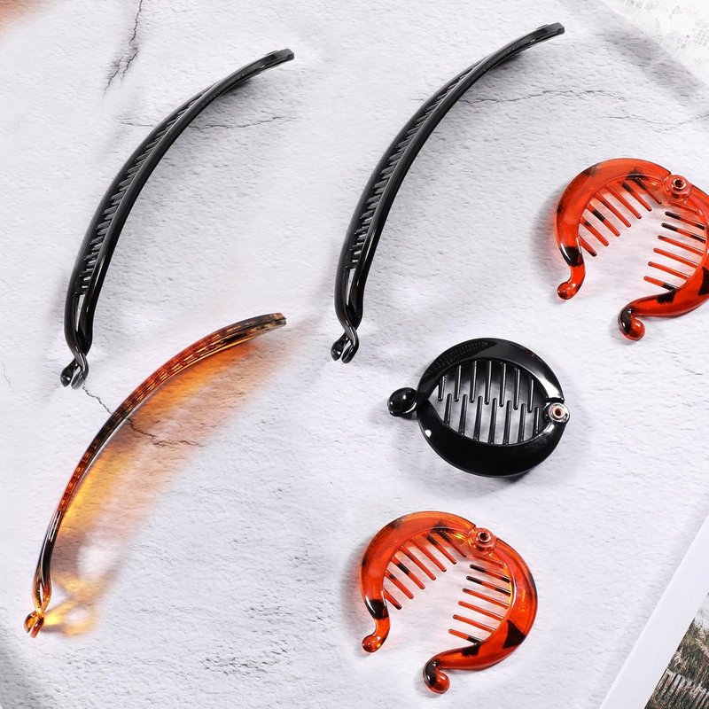 12 Pcs Banana Clips for Women - Classic Fishtail Hair Holders | Tortoiseshell, White, Clear, Black