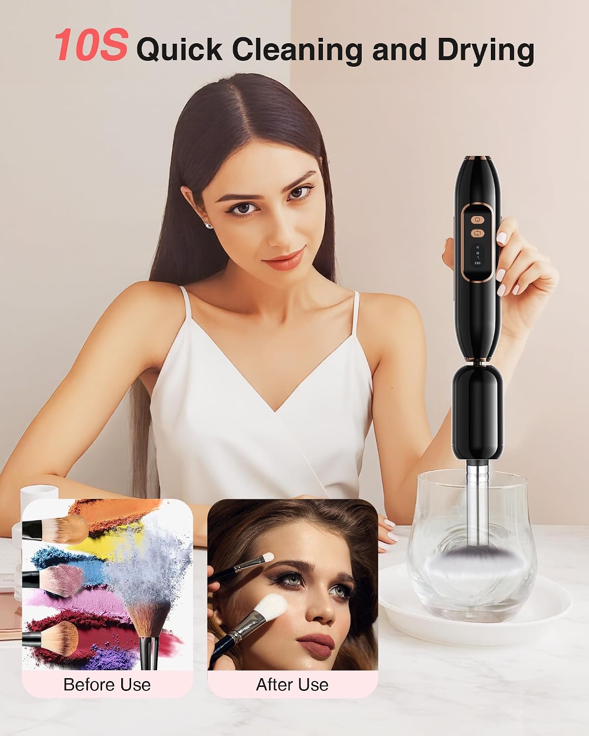 Electric Nail Drill - 2-in-1 Nail File & Makeup Brush Cleaner | Portable, Rechargeable, Ultra Low Noise, 1500 mAh Battery