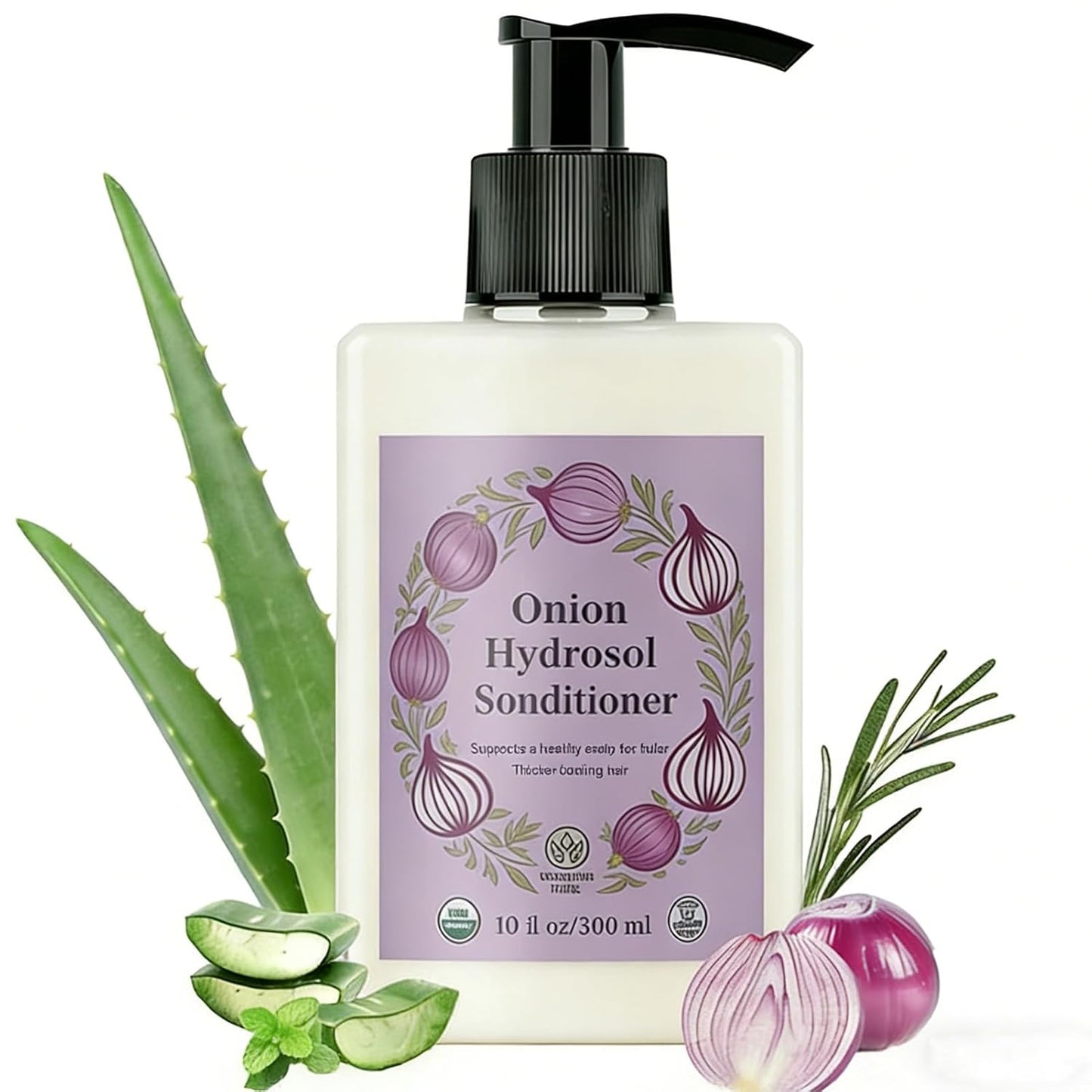 Onion Hydrosol Conditioner for Hair Growth - Rosemary & Biotin for Stronger, Fuller Hair | 1 Bottle