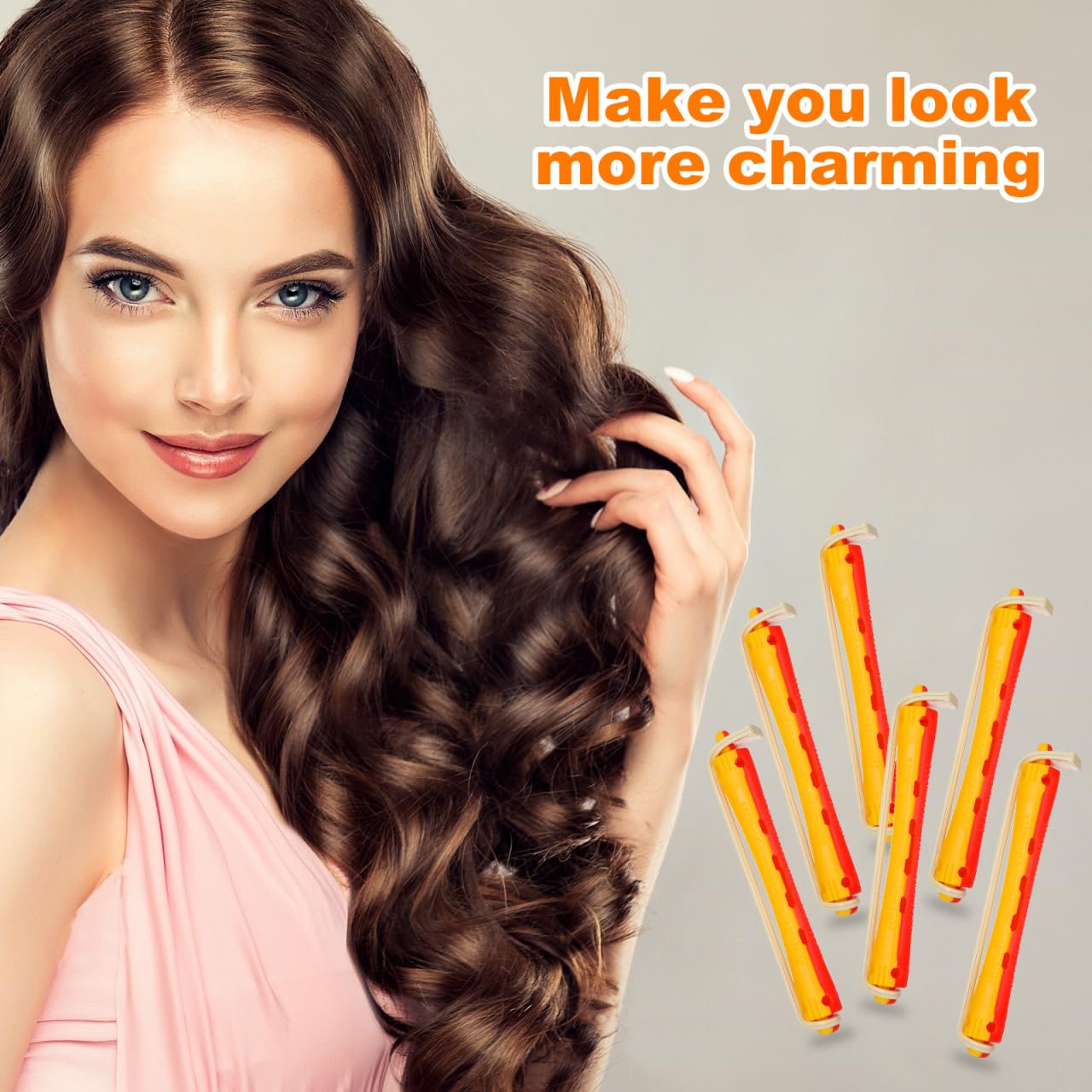 24pcs Perm Rod Hair Rollers Set with Bands - Spiral Curling Rods Curlers