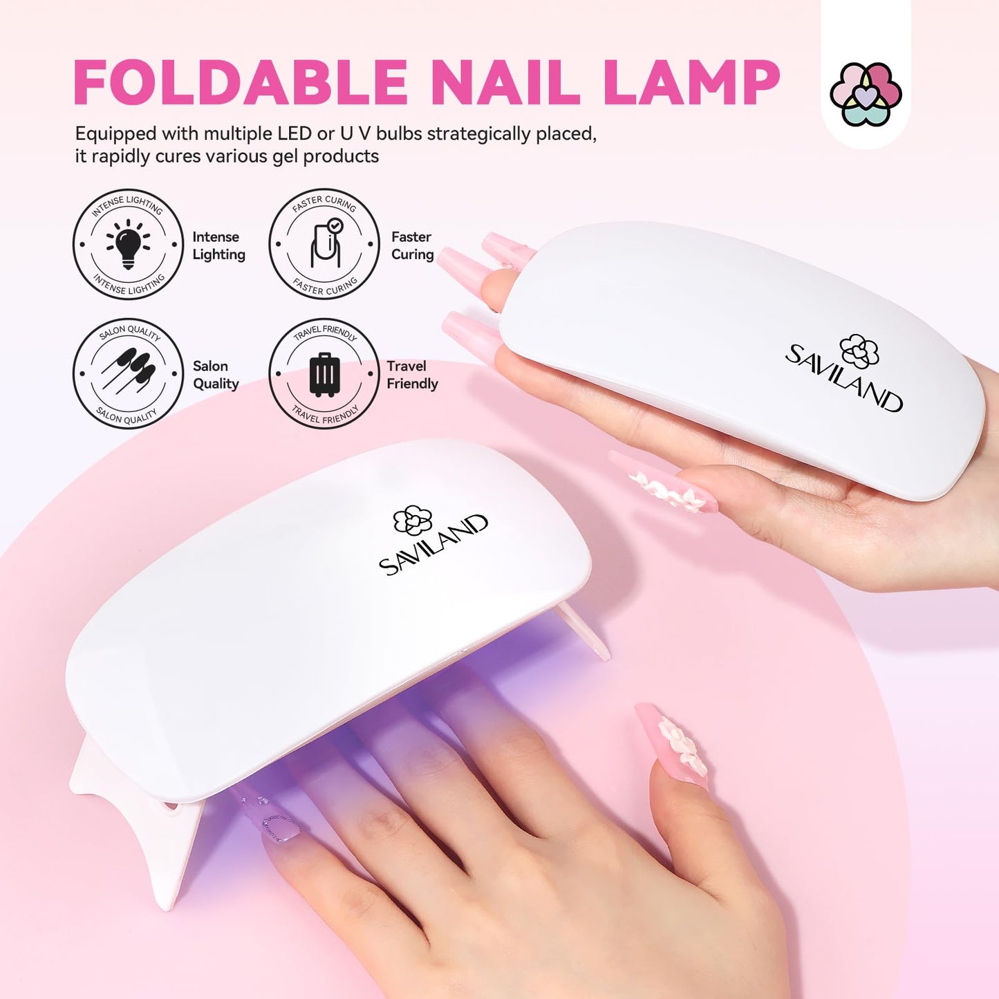 SAVILAND Acrylic Nail Kit with Everything: Professional Nails Kit Set for Beginner Acrylic Powder & Liquid Gel Polish Kit U V Light Full Nail Supplies Essential Tools DIY Home Salon Christmas Gift