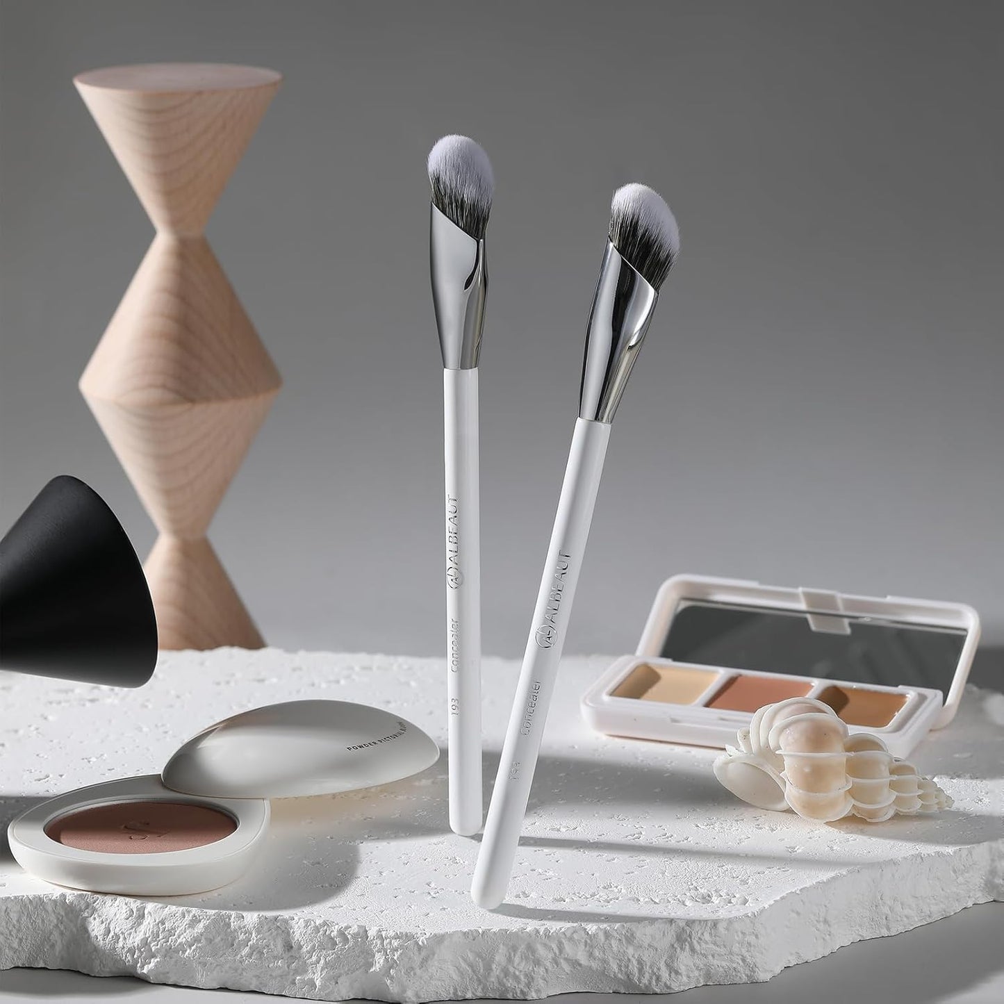Angled Makeup Brushes Set - 2 PCS Concealer & Foundation Blending Brushes for Liquid, Cream, Stick | Perfect for Nose Contour & Eyeshadow