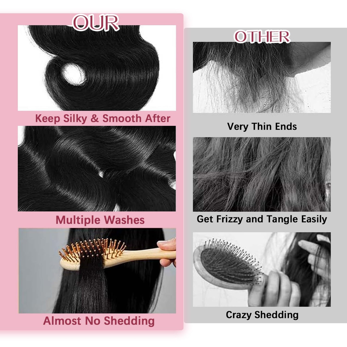16A Raw Human Hair Bundles Body Wave Bundles Human Hair 20 22 24 Inch 100% Unprocessed Indian Human 3 Bundles for Women Human Hair Extensions Quick Weave No Tangle Shedding Natural Black