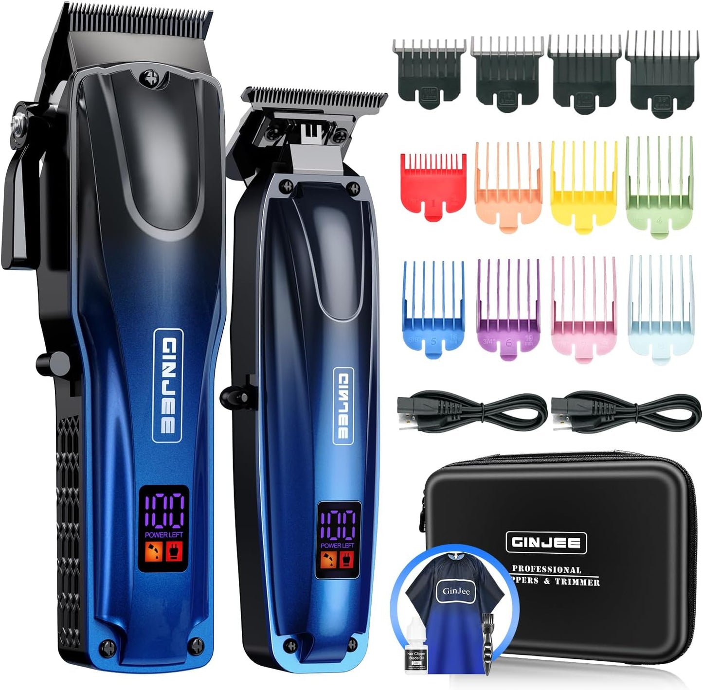 Professional Hair Clippers for Men - Cordless & Corded Rechargeable Barber Clipper Set with Fade Lever | Grooming Kit with Guide Combs & Travel Case