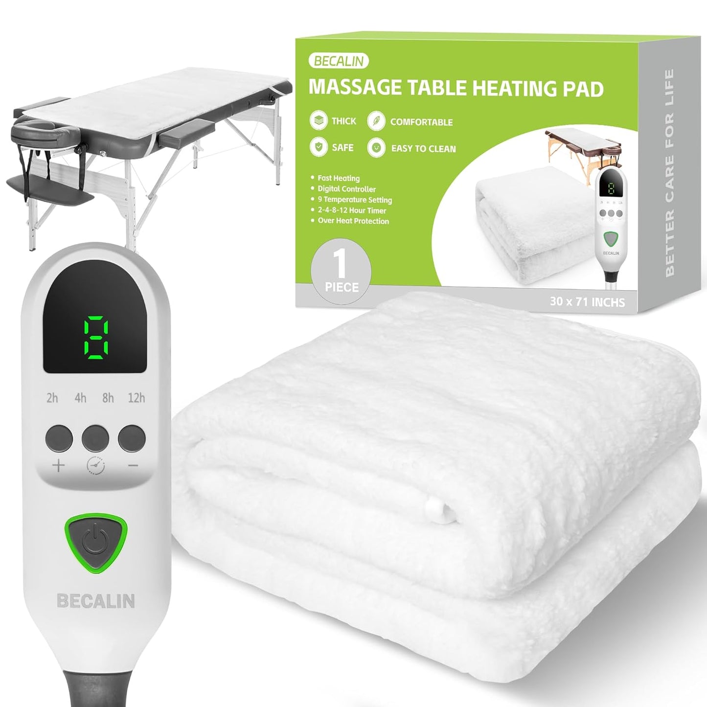 Massage Table Warmer - Professional Heating Pad with 9 Heat Settings & Timer | 30" x 71" for Spa & Massage