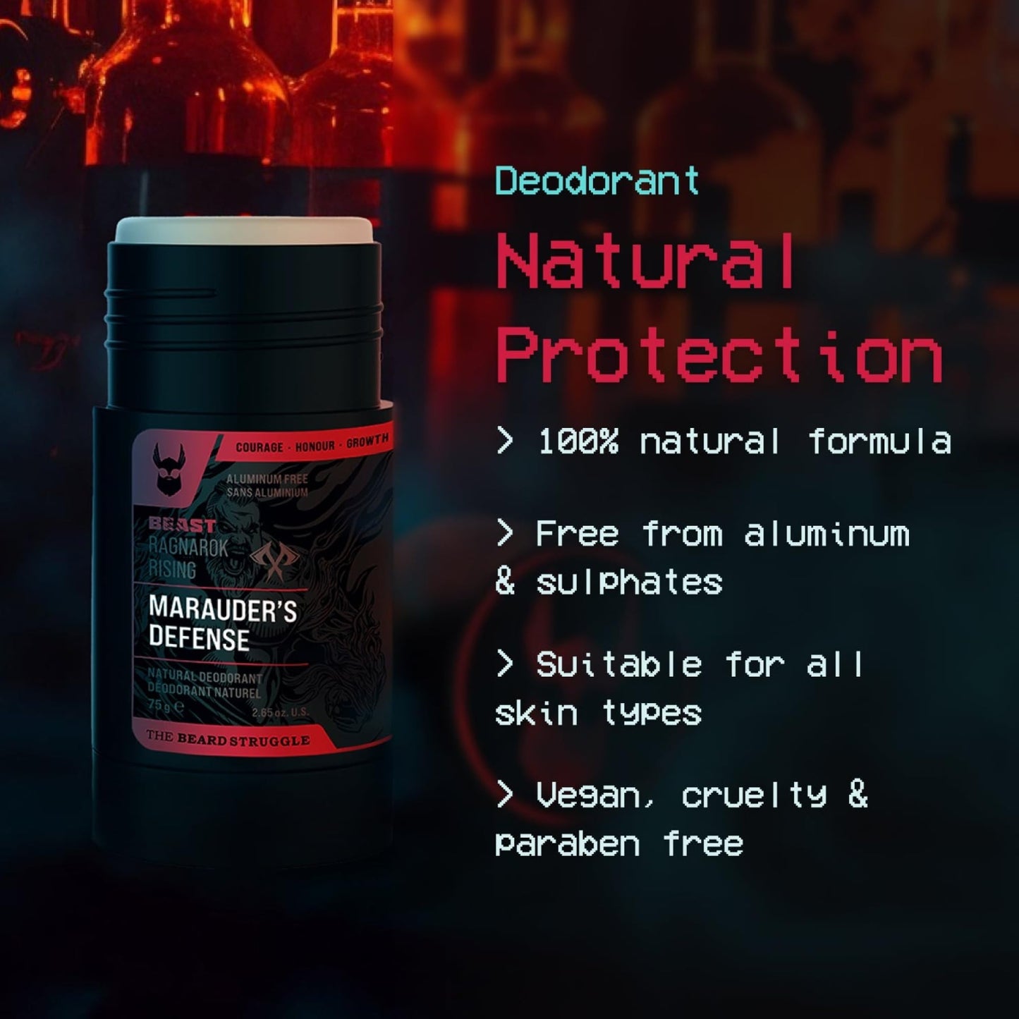 The Beard Struggle Beast Body Bundle: Eddie Hall The Beast Line Ragnarok Rising Special Edition - Men's Body Wash, Natural Aluminum Free Deodorant & Roll on Cologne