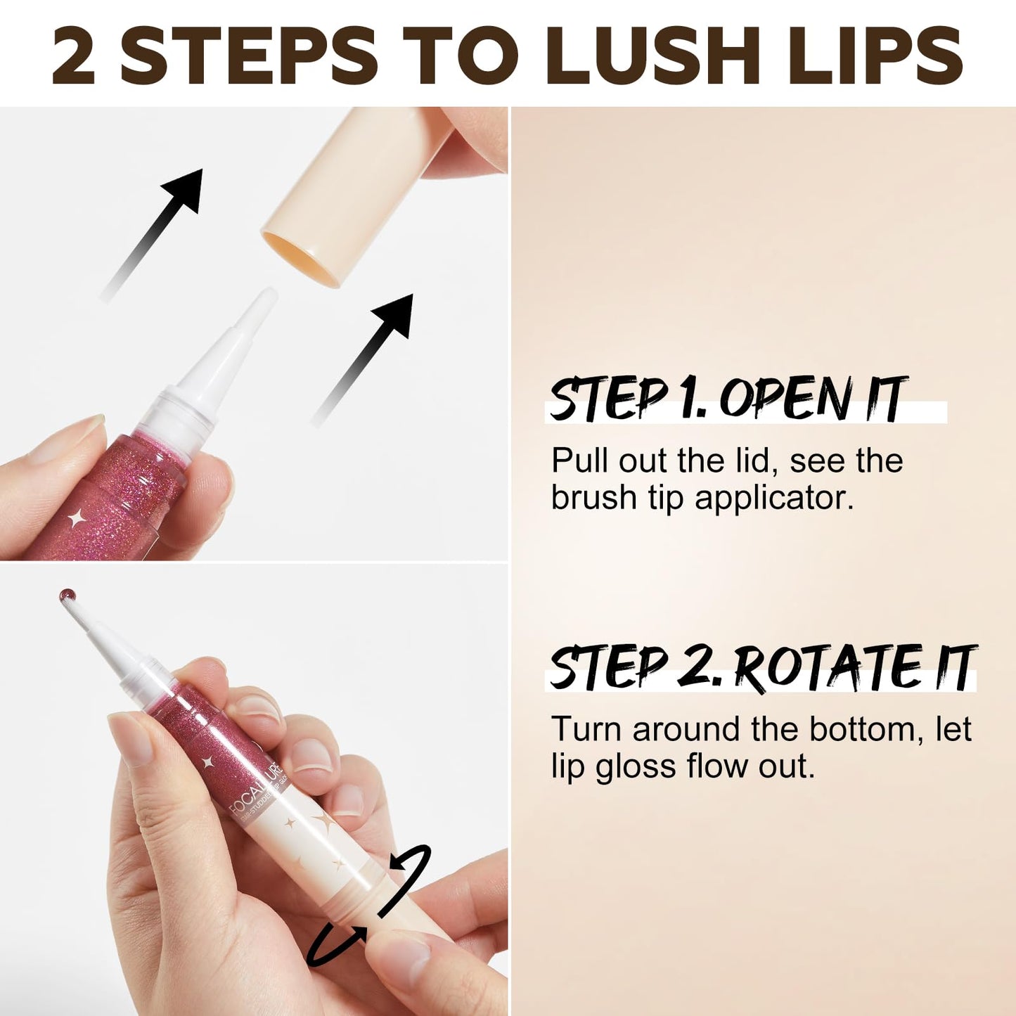 FOCALLURE Glitter Lip Gloss,High Shine Shimmer Lipstick,Long Lasting Plumping Lipgloss,Hydrating,Moisturizing,Non-Sticky and Lightweight Formula for Lip Color