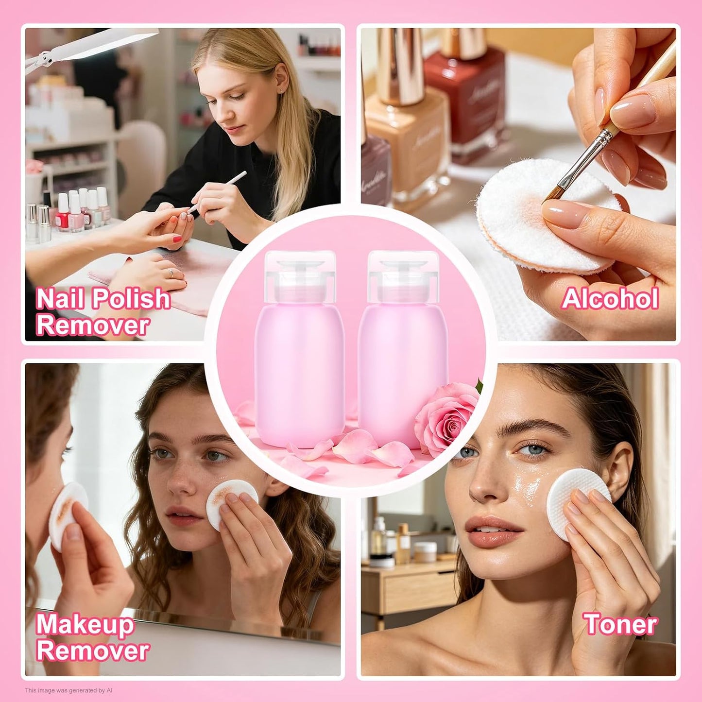 Acetone Pump Dispenser - One-Touch Nail Polish Remover & Makeup Pump Bottle | 200ML (6.8oz) - 2 Pack