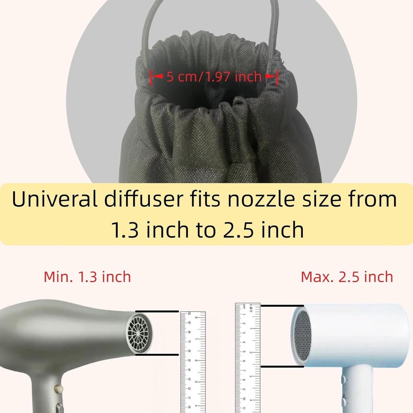 Universal Hair Dryer Diffuser Attachment - Reduce Damage & Frizz | Travel-Friendly Design