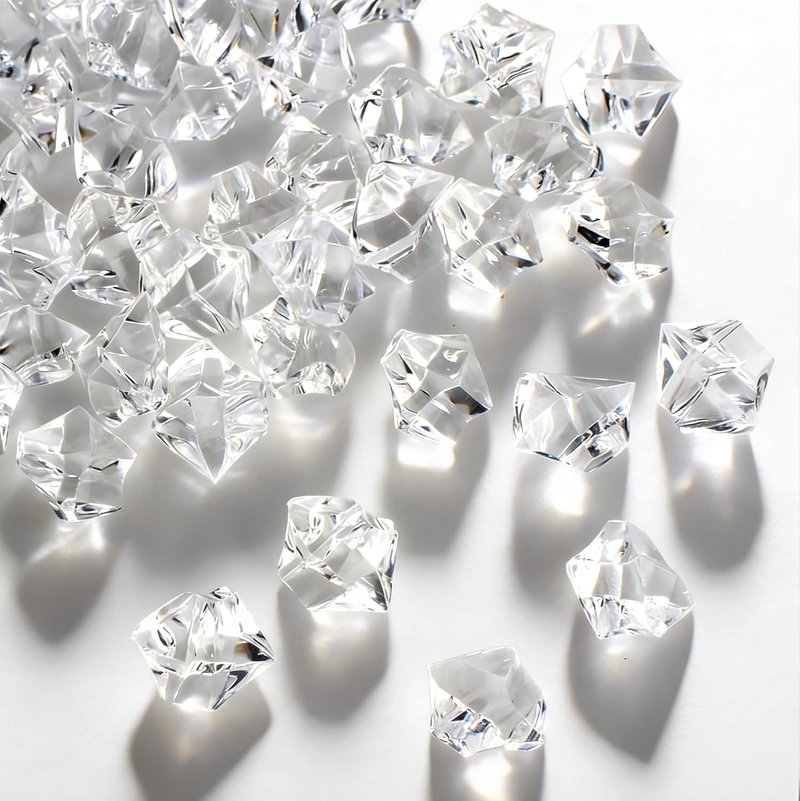 Fake Ice Cubes - 160 Pcs Acrylic Rocks for Vases | Decorative Gems, Sensory Bin Filler, Table Confetti
