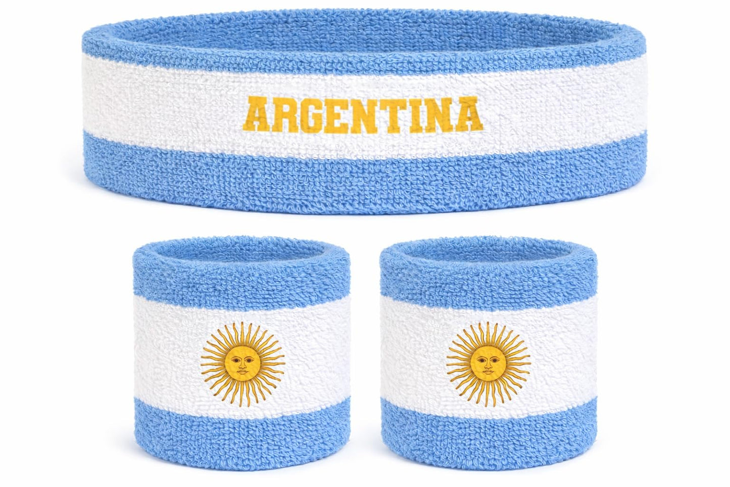 Suddora Country Headband & Wristbands Set (Includes 2 Wrist & 1 Head Sweatband), Highly Moisture Wicking