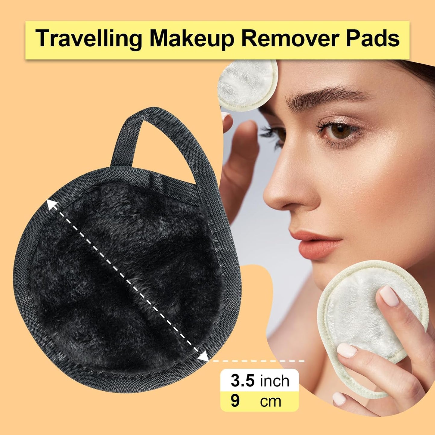 Reusable Makeup Remover Pads - 18 Packs Microfiber Towels with Washable Bag | Soft & Fast Drying (Grey/White)