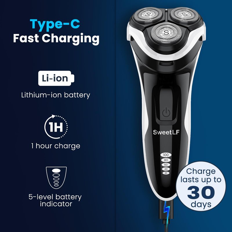 SweetLF Electric Shaver, Black and White, Black/White