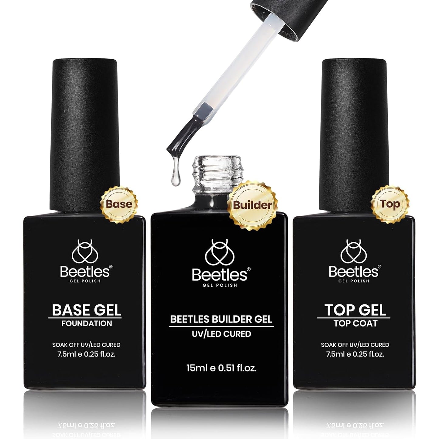 Beetles Builder Gel - Nail Strengthening Clear Gel Set | 3 Pcs for DIY Salon Use, Perfect for Beginners