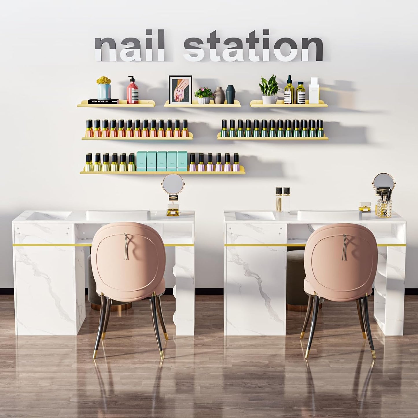 Manicure Table - Electric Dust Collector Nail Desk with Glass Top | Versatile Station for Salon & Home, White