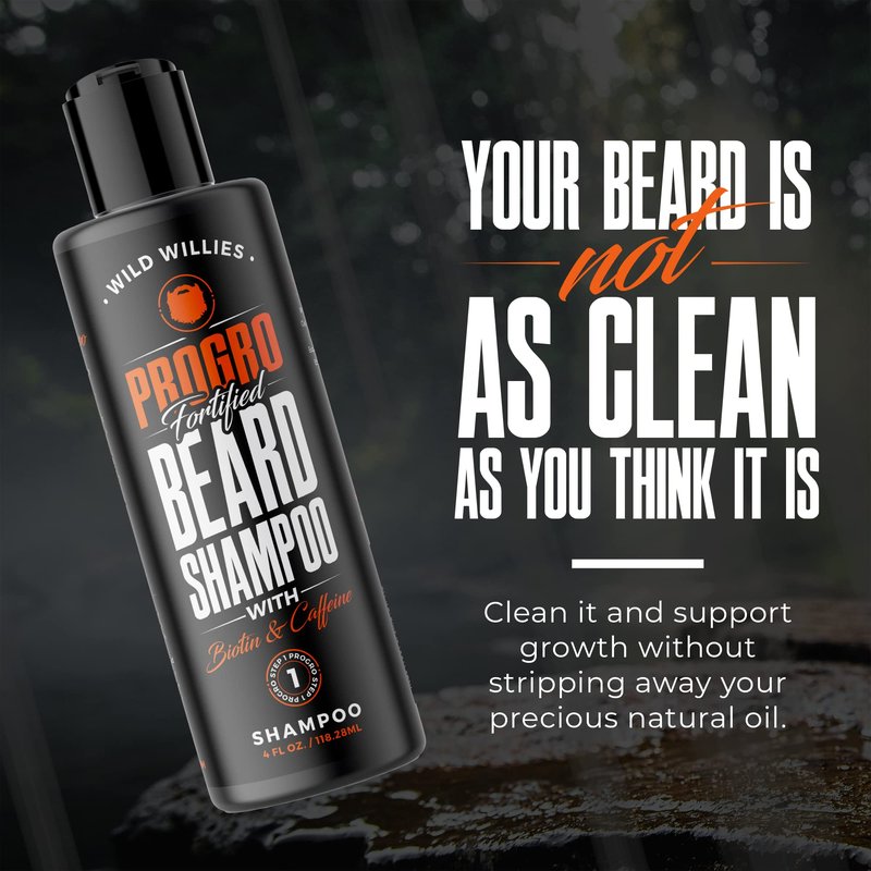 Wild Willies Beard Shampoo with Biotin & Caffeine - Nourishes & Strengthens - Moisturizing Anti-Dandruff Face Wash for Men of All Beard Types