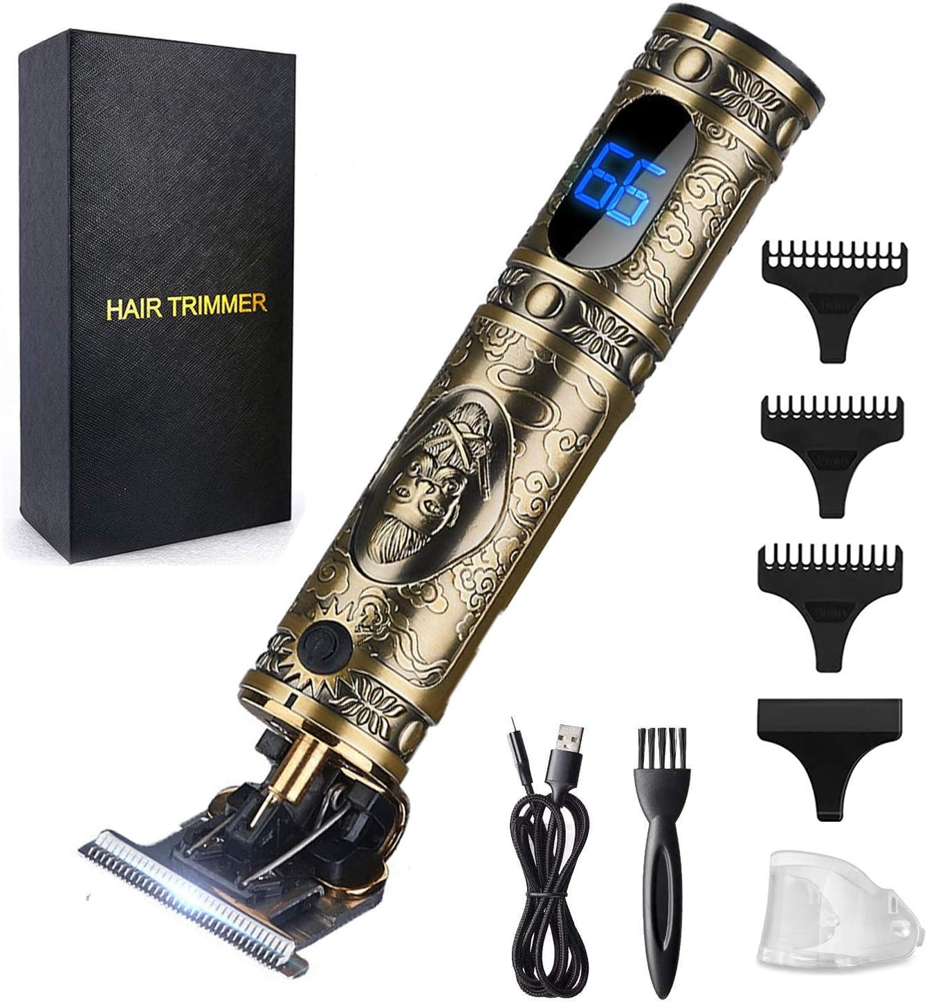 Professional Cordless Hair Trimmer for Men - T-Blade Beard Clippers | Gold Knight Close Cutting Kit
