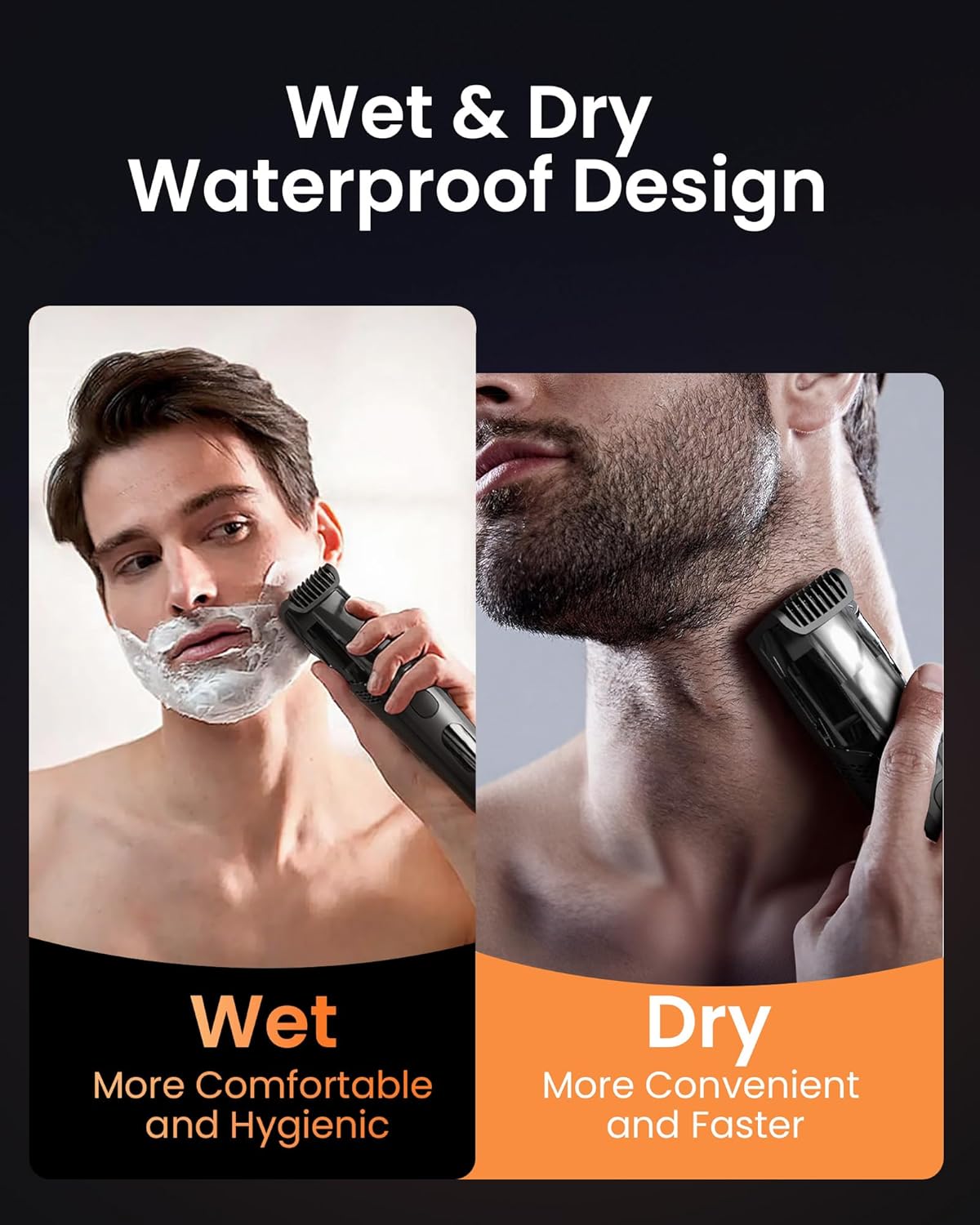 Rechargeable Vacuum Beard Trimmer for Men - Cordless Electric Trimmer with Adjustable Length Comb (1-20mm) | Glossy Black