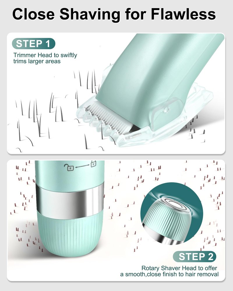 Electric Razors for Women | Dual Head Electric Shaver for Ladies for Facial Hair Removal, IPX7 Waterproof, Painless & Flawless, USB Rechargeable, for Face, Bikini, Body, Leg