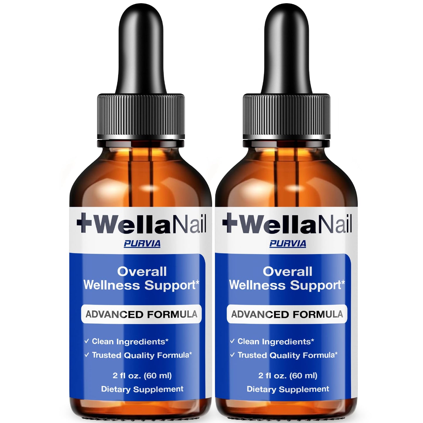 (2 Pack) WellaNail Drops, Wella Nail Care Liquid Supplement Advanced Maximum Extra Strength Formula, Toenail Hydration Premium Natural Ingredients Foot & Cuticle Support for Healthy Appearance (4oz)