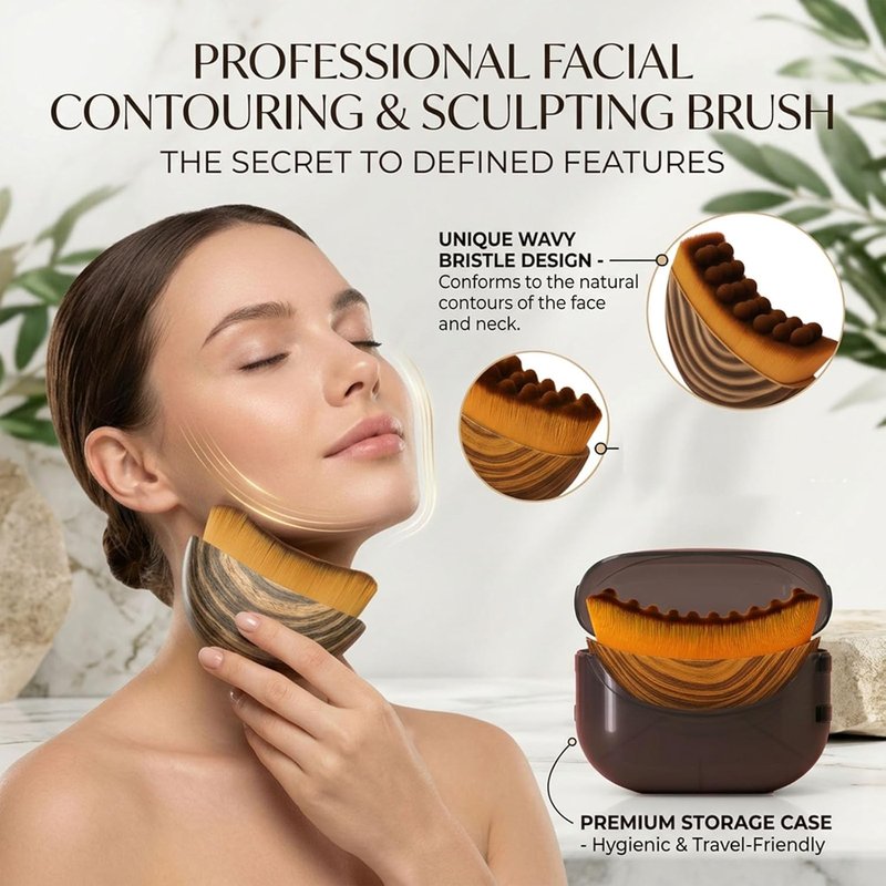Lymphatic Face Brush - Natural Makeup Tool with Soft Bristles | Ergonomic Cleansing Brush for Sculpting