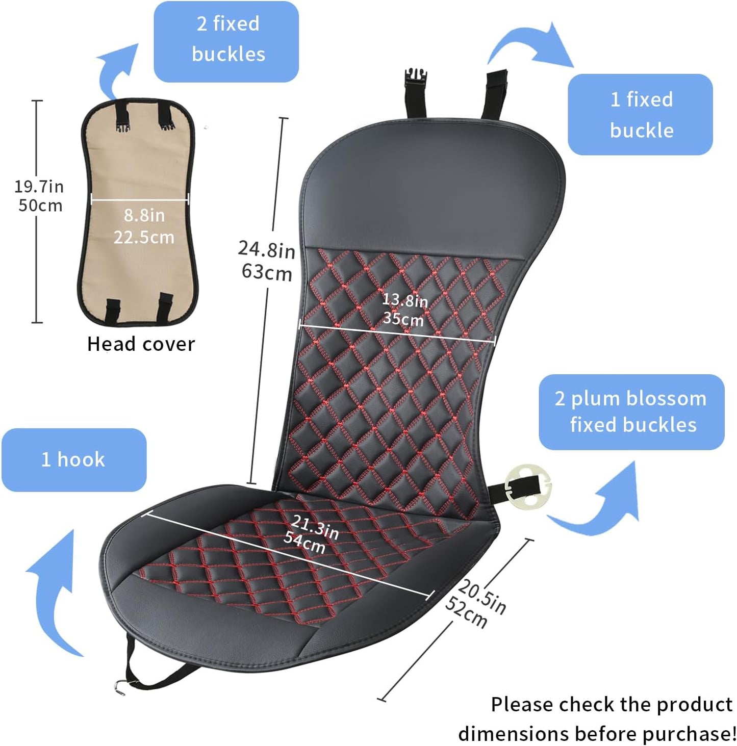 Universal Car Seat Covers - Waterproof Leather Protector for Airbag-Compatible Vehicles | 2-Pack Black-Red
