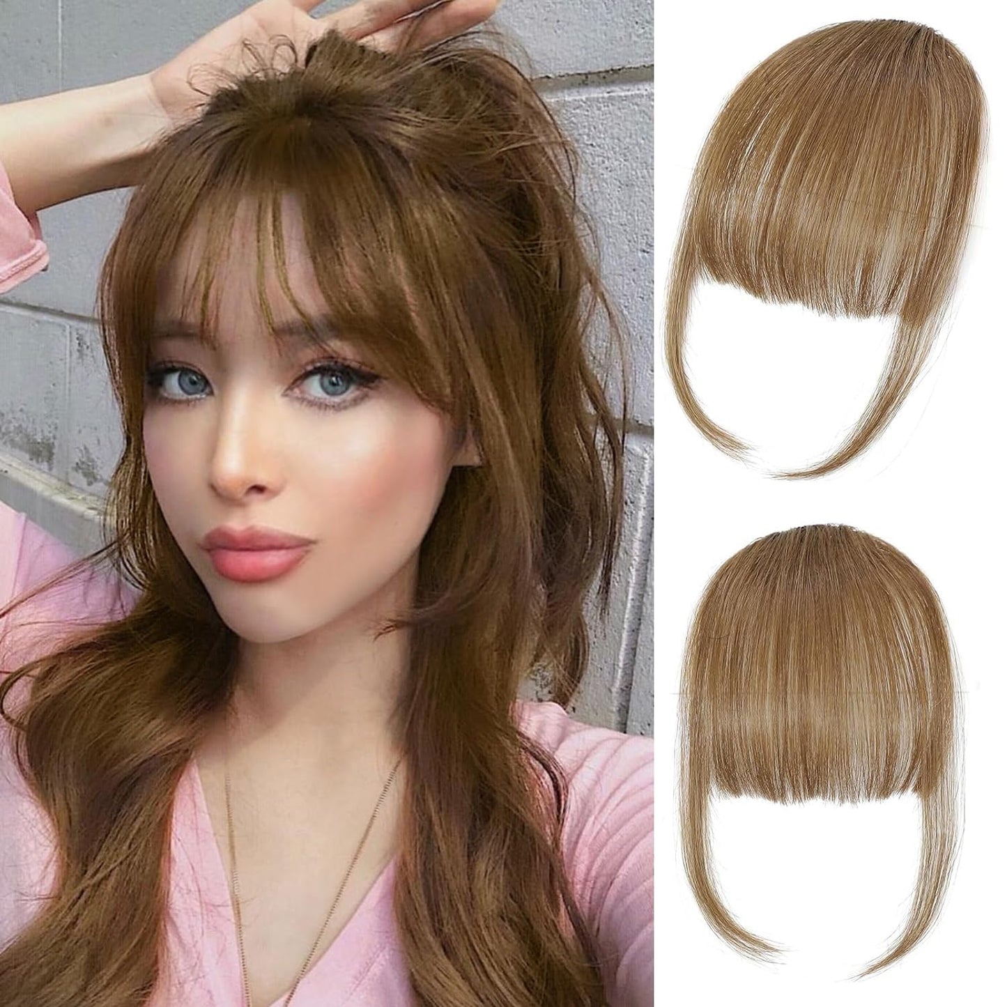 Clip In Bangs - 100% Real Human Hair Extensions | Natural Black Wispy Fringe for Women