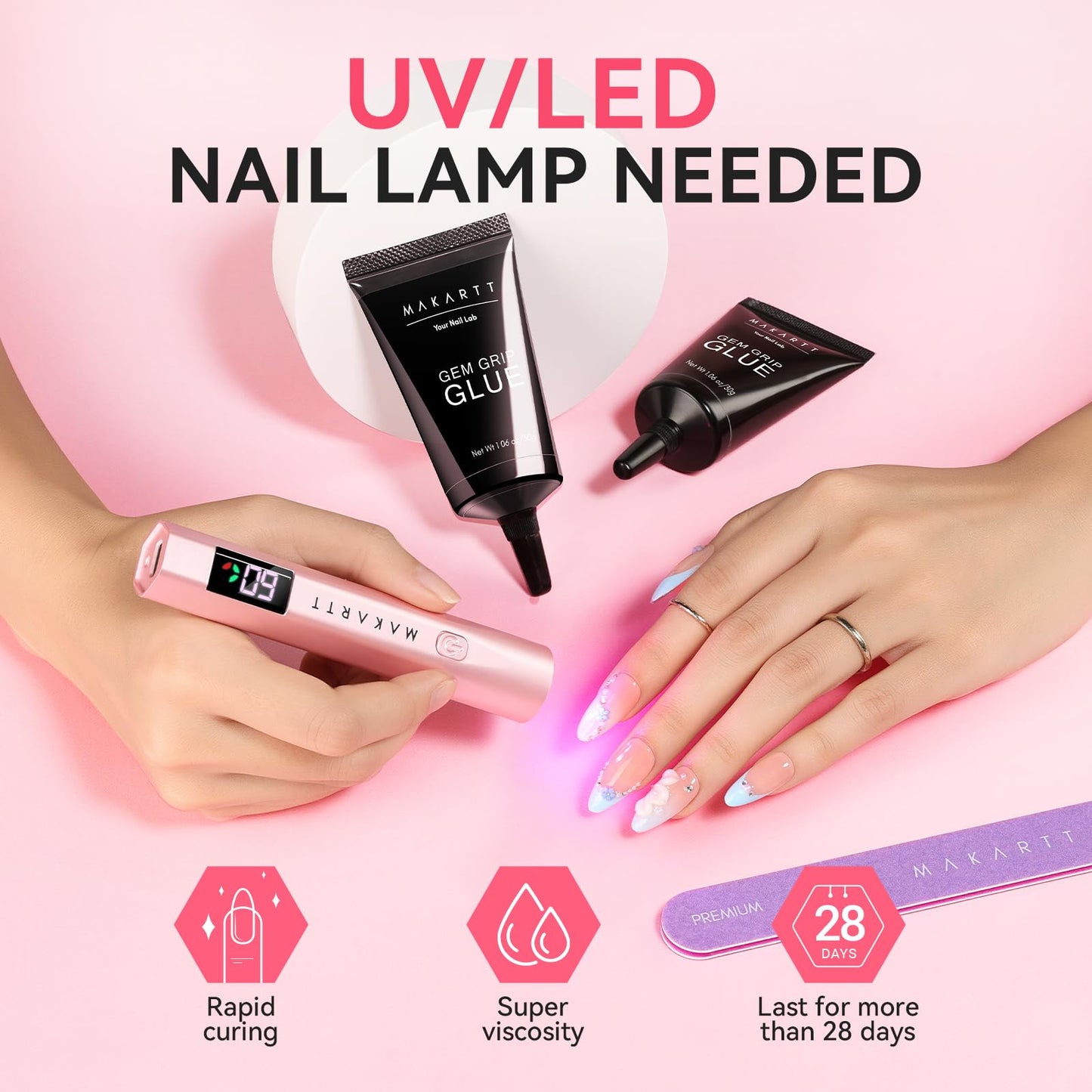 Makartt Nail Gem Glue: Precision Gel for Tiny Gems and Gap Filling 2 x 30ml