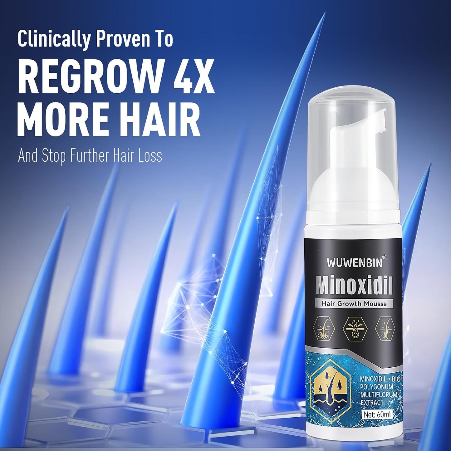 Minoxidil Hair Growth Treatment with Biotin - Thicker, Fuller Hair & Beard | 2 Pack, 4 Oz Each
