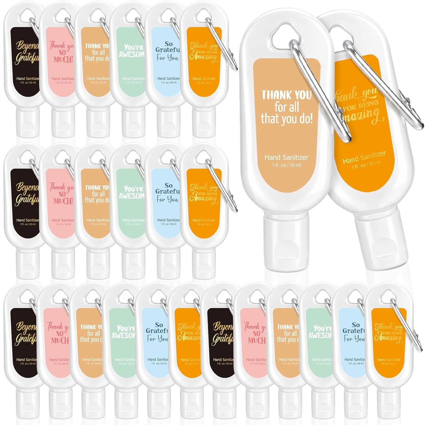 Mini Travel Size Hand Sanitizer Keychain - 24 Pcs Gift Set for Teachers, Nurses & Staff | Appreciation Thank You Bulk