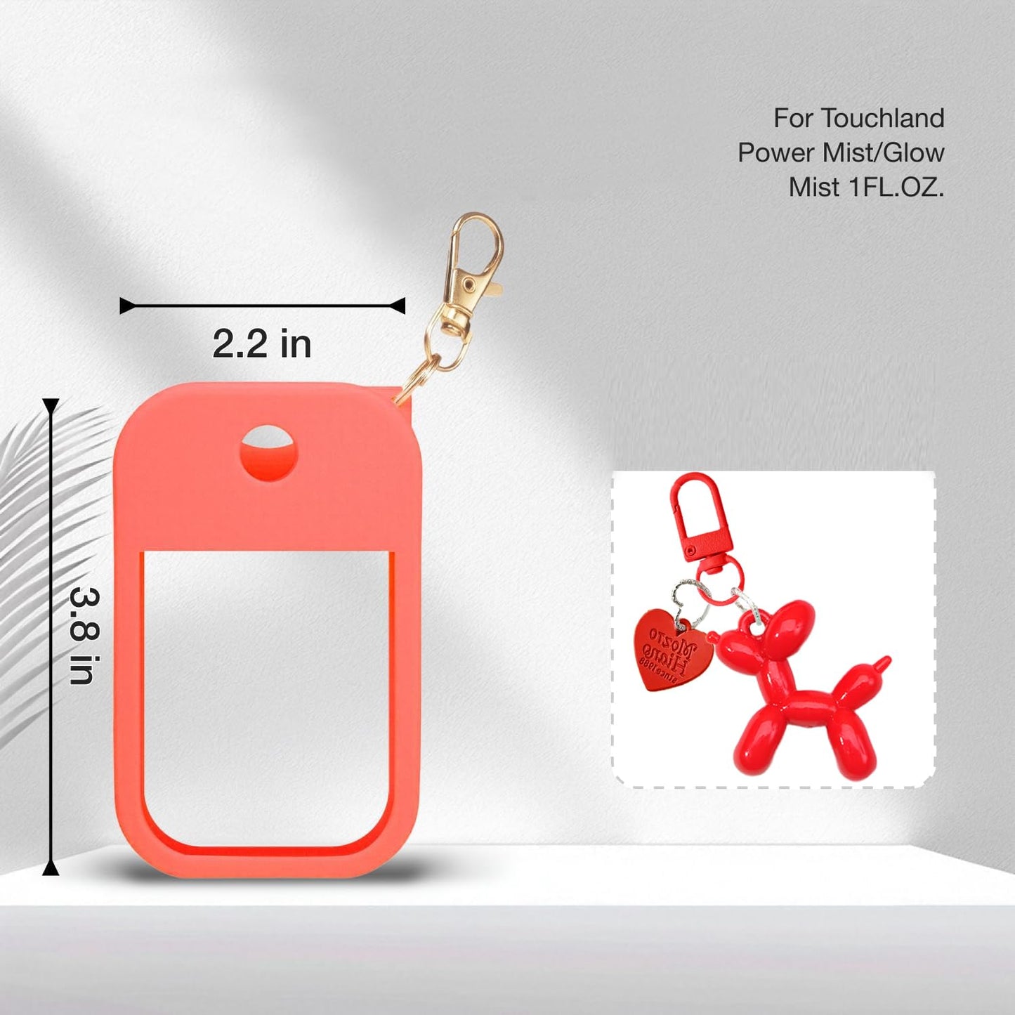 LEISENOR Silicone Case Compatible with Touchland Hand Sanitizer Spray, Protective Case with Keychain for Power Mist and Glow Mist 1 fl oz 30ml, Hand Sanitizer Spray Accessory orange