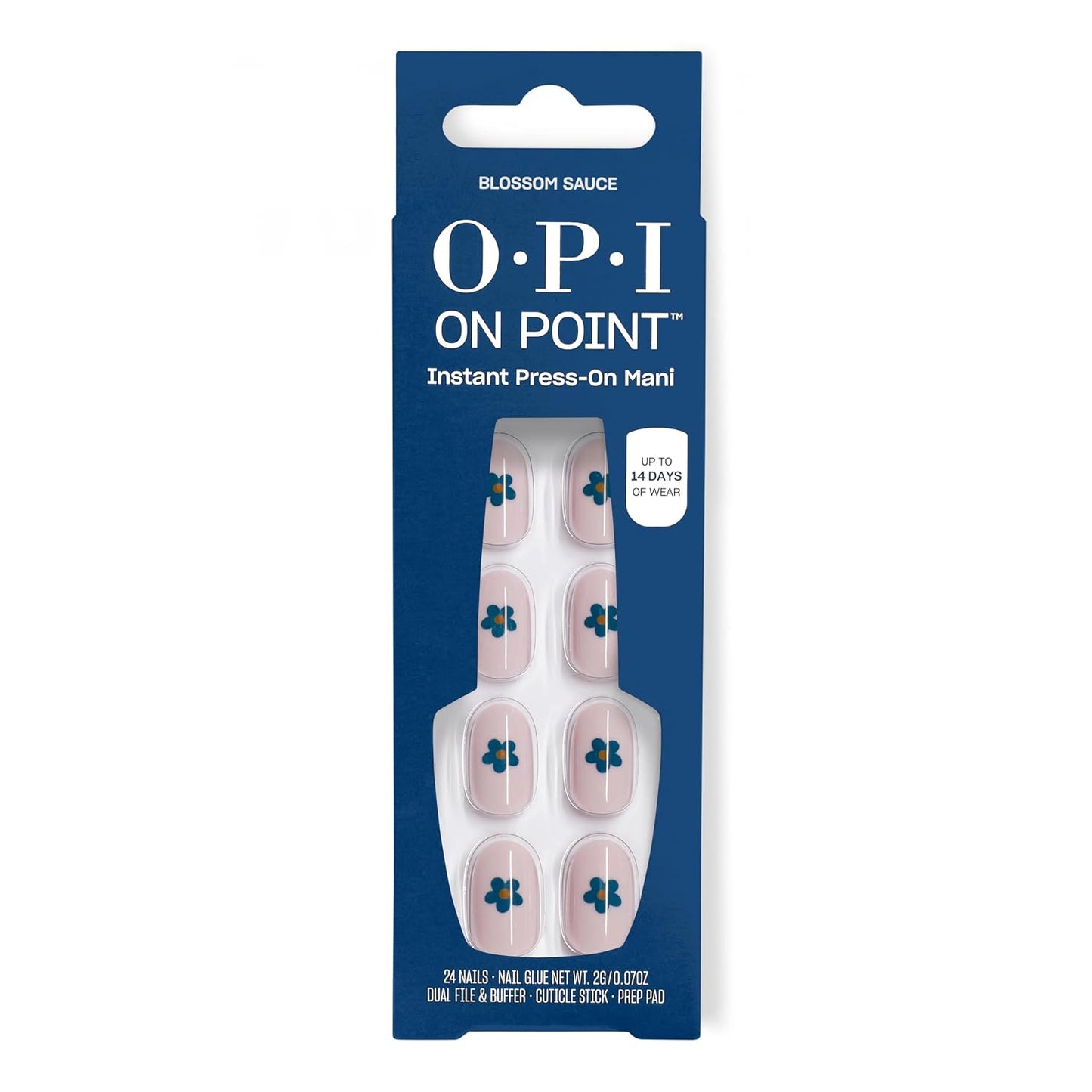 OPI On Point Press On Nails - Short Round & Squoval Nail Art | 24 Count with Glue | Long-Lasting & Reusable