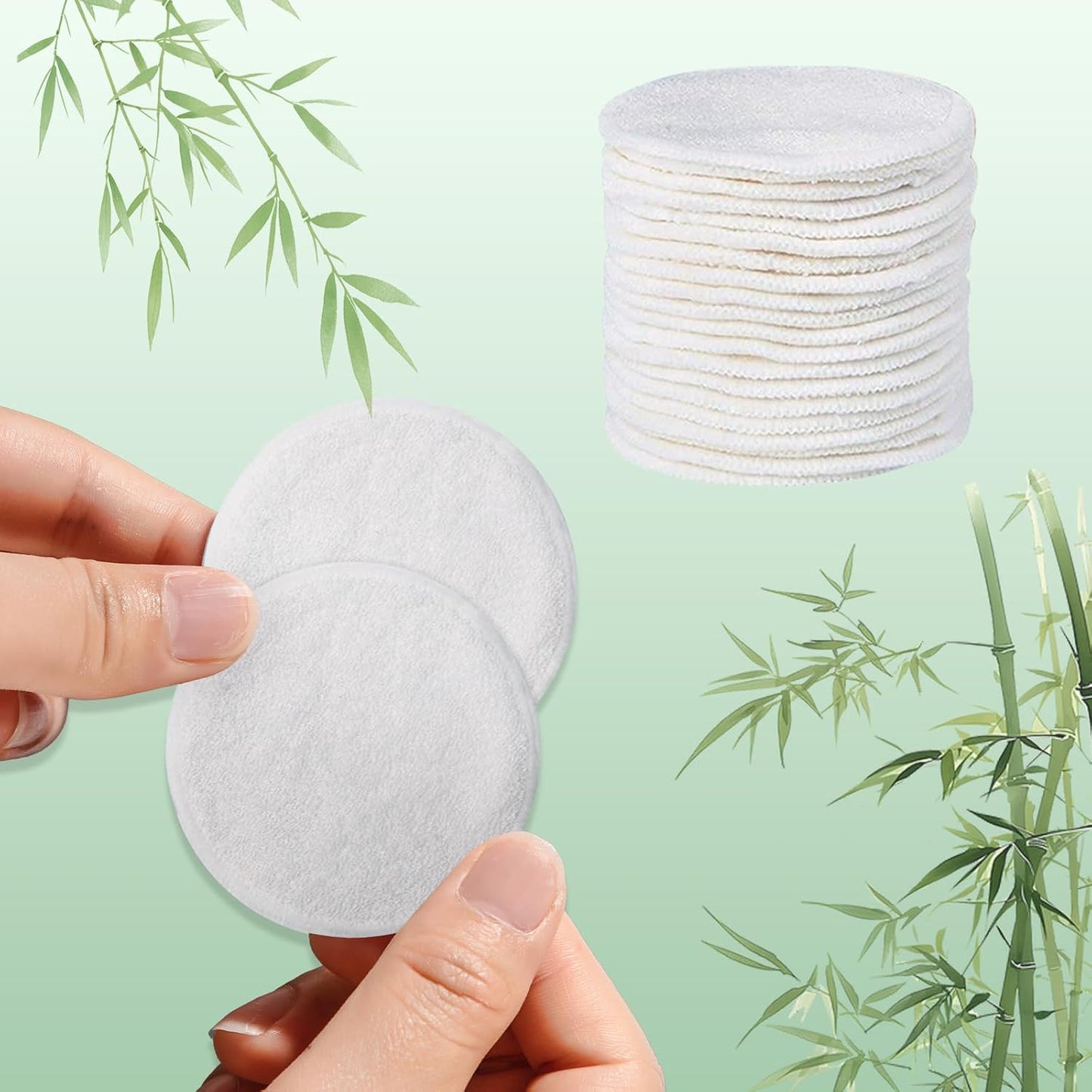 Reusable Makeup Remover Pads - 25 Pack Bamboo Cotton Rounds with Washable Bag | Eco-Friendly for All Skin Types