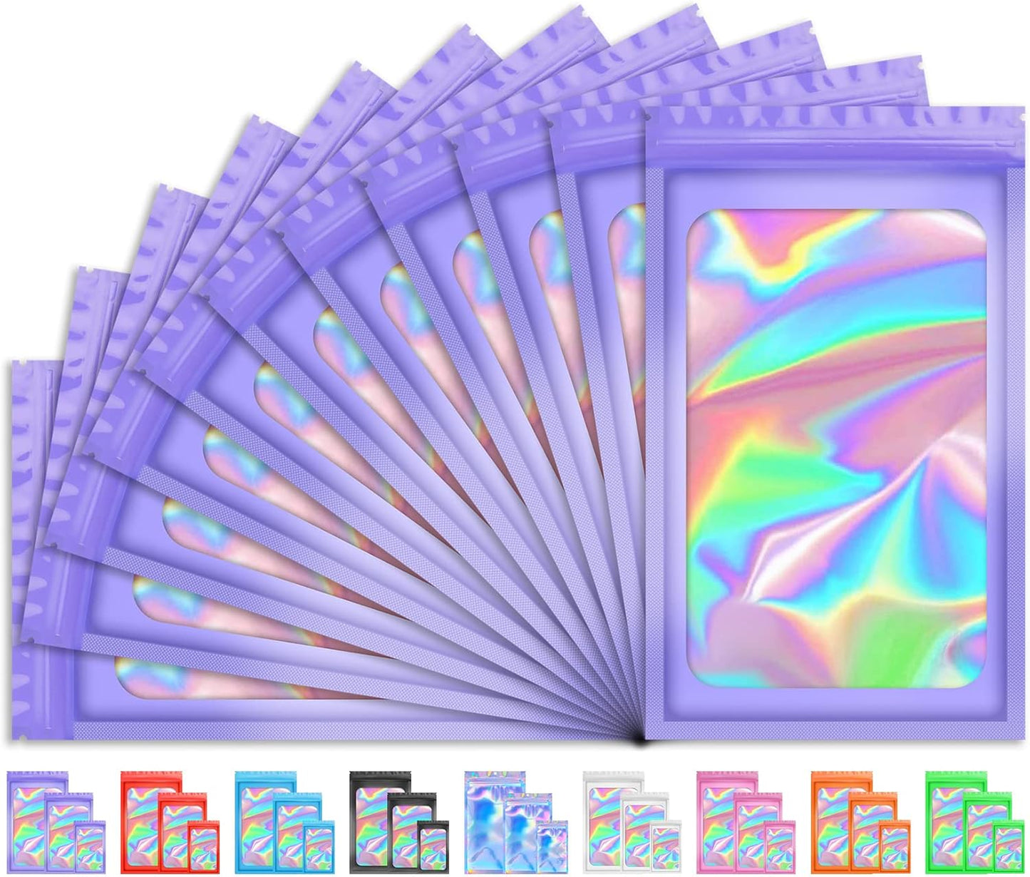 Holographic Smell Proof Bags - 100 PCS Resealable Mylar Gift Bags for Food & Jewelry | 3x5 Inch